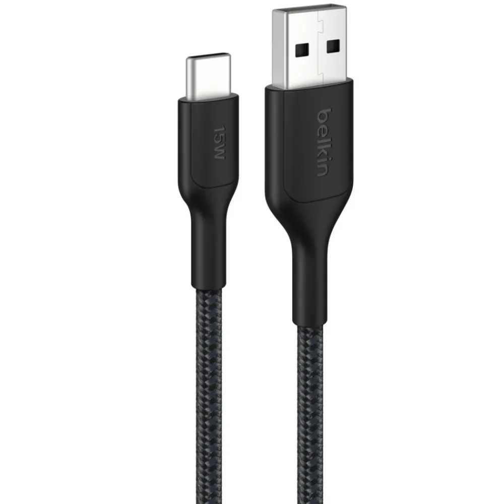 New Braided USB-A to USB-C Cable 15W, 3.3ft/1m, Black Charging Cables|Usb-C Cables
