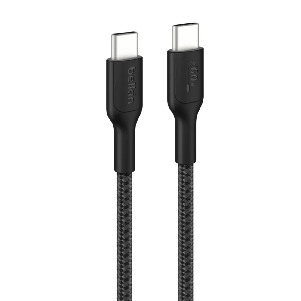 Online Braided USB-C to USB-C Cable 60W, 3.3ft/1m, Black Charging Cables|Usb-C Cables