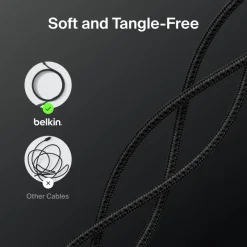 Online Braided USB-C to USB-C Cable 60W, 3.3ft/1m, Black Charging Cables|Usb-C Cables