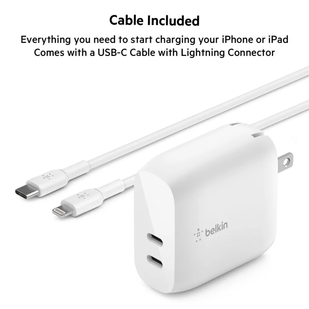 Fashion Dual USB-C PD Wall Charger 40W + USB-C to Lightning Cable Usb-C Chargers