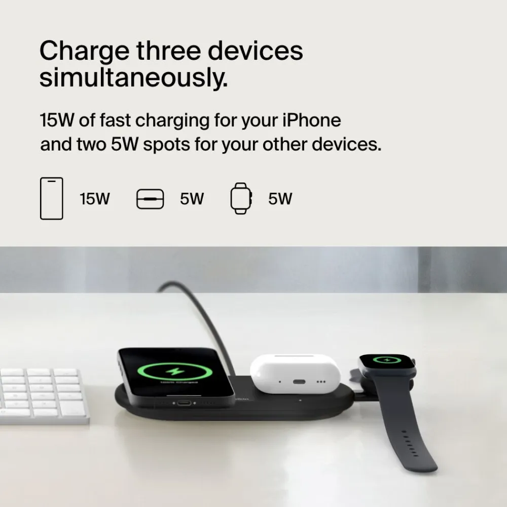 Online 3-in-1 Magnetic Wireless Charging Pad with Qi2 15W Wireless Charging Pads