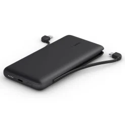 New 10K USB-C Power Bank with Integrated Cables Power Banks|Portable Chargers & Power Banks