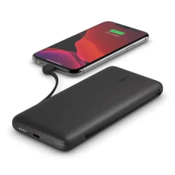 New 10K USB-C Power Bank with Integrated Cables Power Banks|Portable Chargers & Power Banks