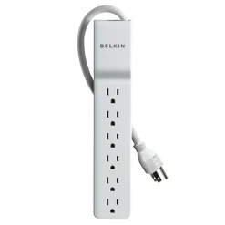Hot 6-Outlet Home/Office Surge Protector, 4 ft. Cord Surge Protectors & Power Strips