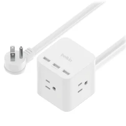 Sale 3-Outlet Power Cube with 5-Foot Cord and USB-A Ports Surge Protectors & Power Strips
