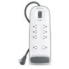 Hot 8-outlet Surge Protector with 6 ft Power Cord with Telephone Protection Surge Protectors & Power Strips