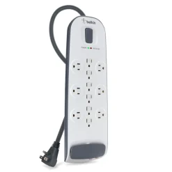 Sale 12-outlet Surge Protector with 8 ft Power Cord with Cable/Satellite and Telephone Protection Surge Protectors & Power Strips