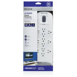 Sale 12-outlet Surge Protector with 8 ft Power Cord with Cable/Satellite and Telephone Protection Surge Protectors & Power Strips