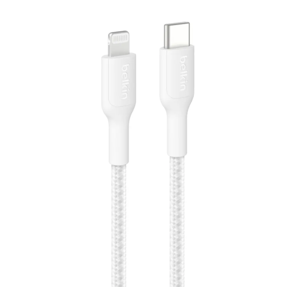 Fashion USB-C Braided Cable with Lightning Connector, 6.6ft/2m, White Charging Cables|Usb-C Cables