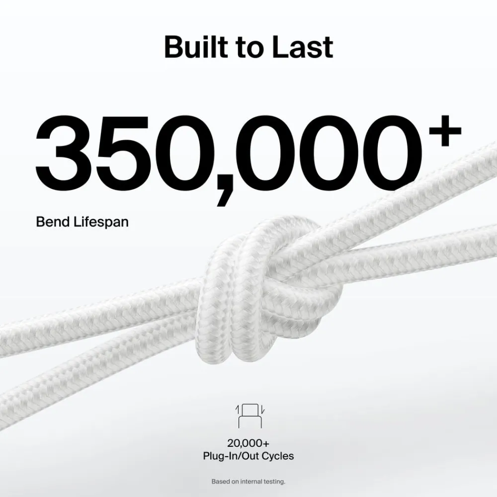 Fashion USB-C Braided Cable with Lightning Connector, 6.6ft/2m, White Charging Cables|Usb-C Cables