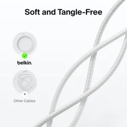 Fashion USB-C Braided Cable with Lightning Connector, 6.6ft/2m, White Charging Cables|Usb-C Cables