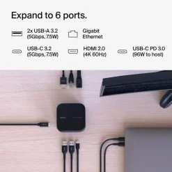 Best USB-C 6-in-1 Core GaN Dock 130W Laptop Docking Stations