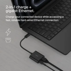 Fashion USB-C to Ethernet + Charge Adapter 100W Usb-C Adapters|Ethernet Adapters